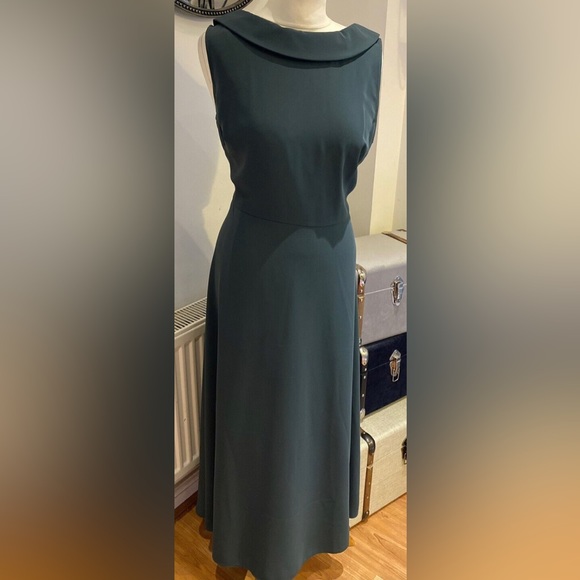 Boden Clarissa Retro Sleeveless Rolled Collar w Sweeping A-line Midi Dress ZP1 - Picture 2 of 11